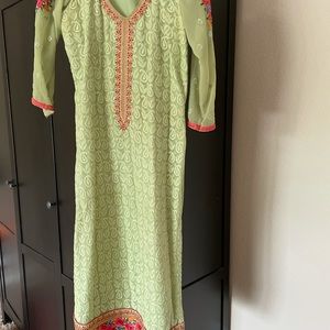 Green and beige Indian fancy kurta